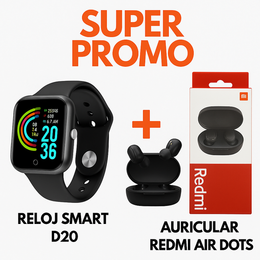 Reloj Smart D20 + Auriculares Inalámbricos Redmi Air Dots