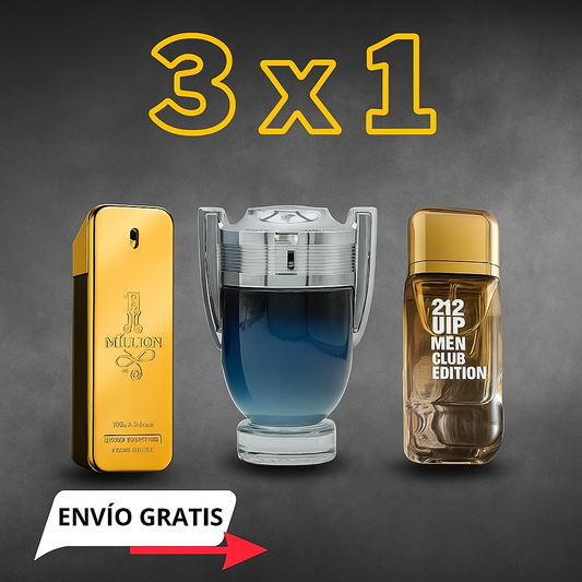 PERFUME (IMITACIÓN) 3X1 MASC. INVIC, 212 VIP, ONE MI 100ML